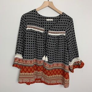 Front tie short kimono